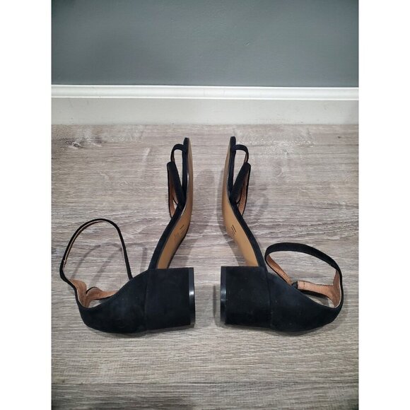 J. Jill Lyla Suede Open Toe Shoe Sz 8 Ankle Strap Block Heel Classic Black - Picture 4 of 10